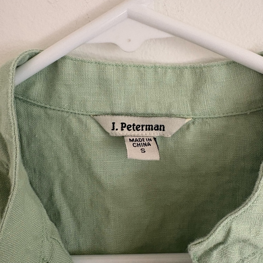 J Peterman green pintuck linen dress - Picture 3 of 6